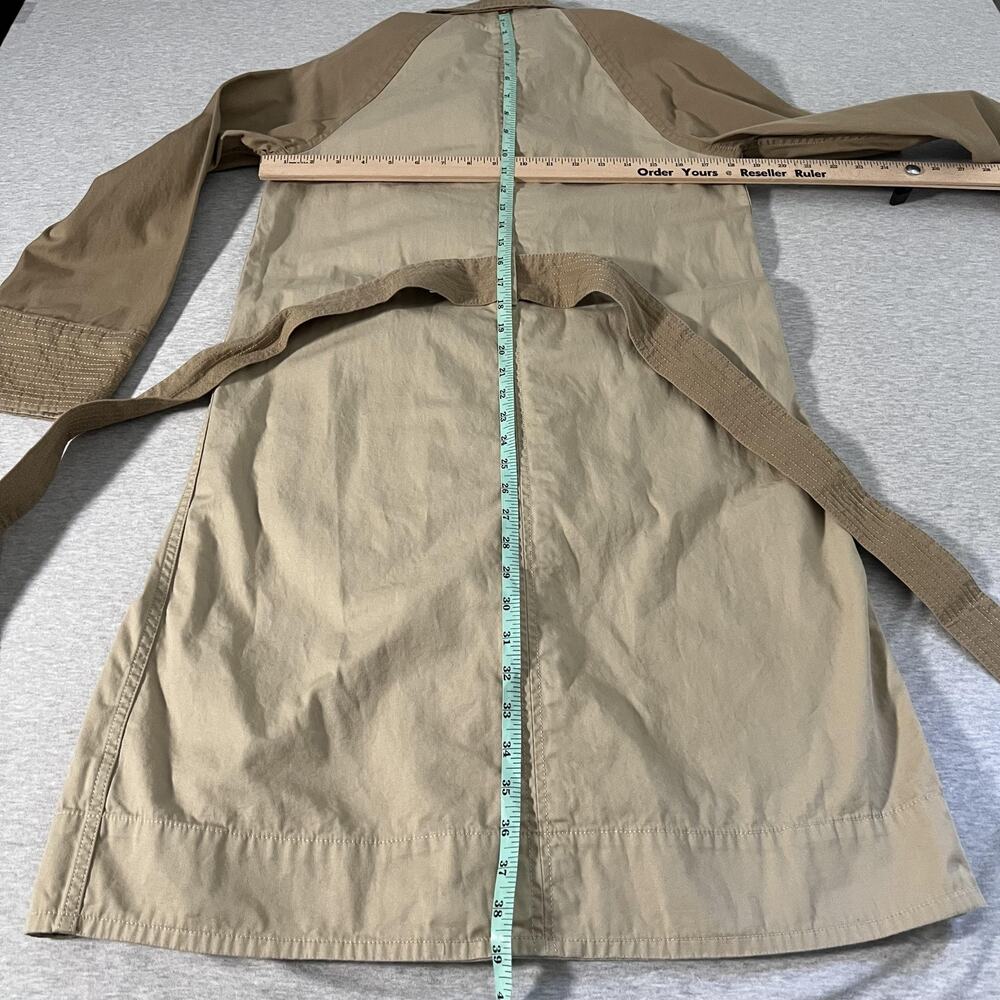 Free Assembly Trench Coat Womens XS Khaki Colorblock Double Breasted Belted - Picture 7 of 15